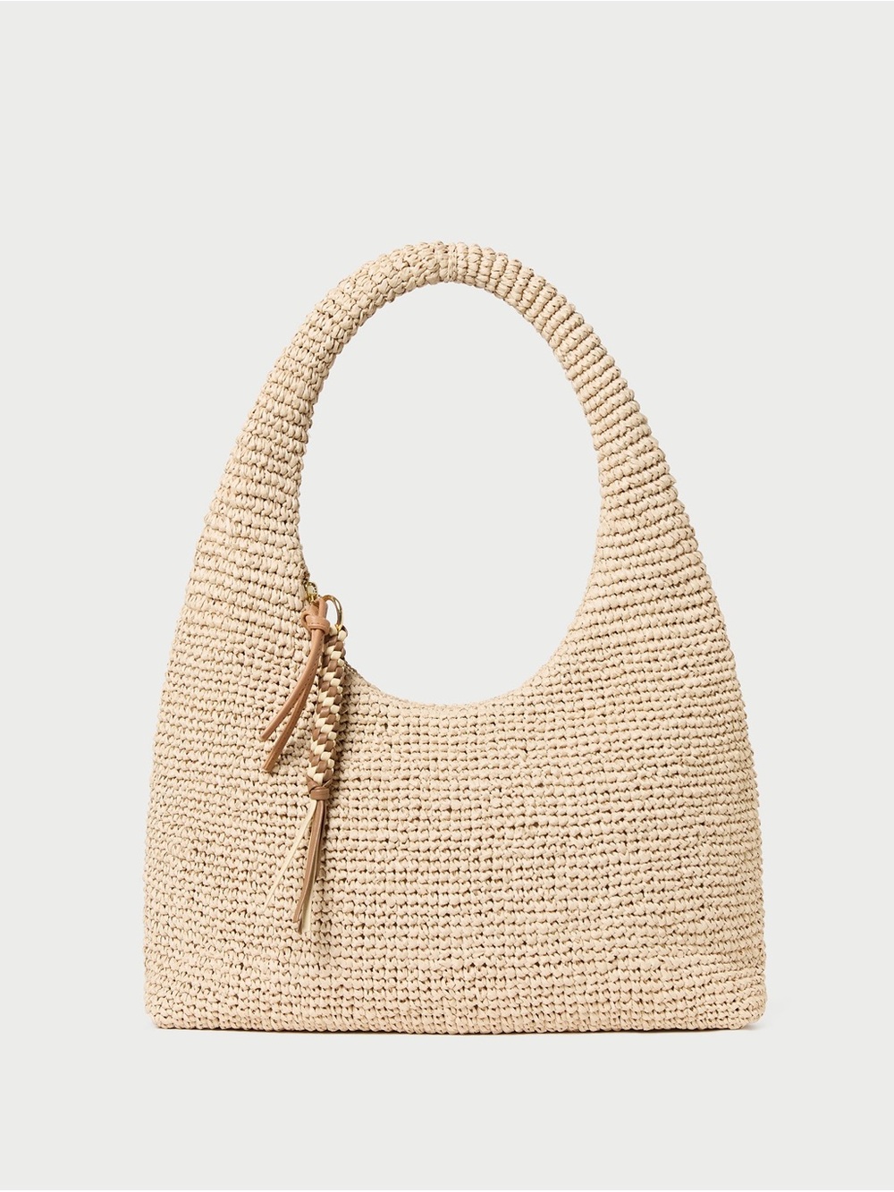 Loeffler Randall Woven Straw Shoulder Bag in Natural Beige